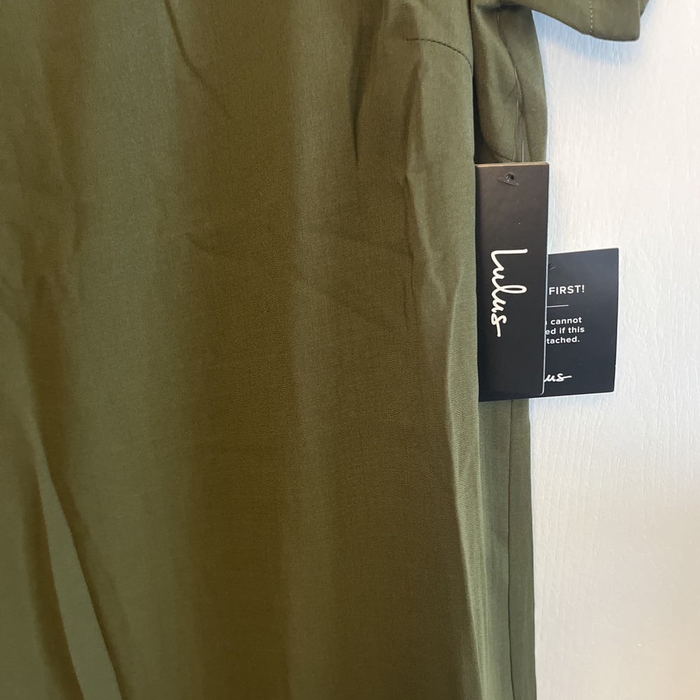 Lulus Shift and Shout Dress Olive Green Size  Small Short Sleeve Back Zip NEW - Picture 4 of 8